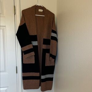 Dreamers Brown and Black Striped Cardigan